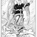 Caricatura San Gumersindo publicada en Gedeón 12 de julio 1908